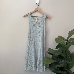 Free People Lace Sleeveless Mini Dress Lined A-Line Stretch Cotton Floral Boho